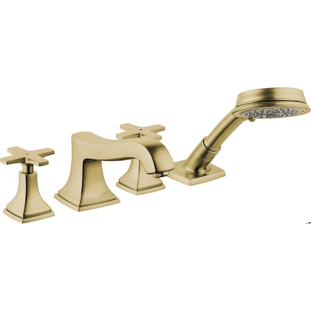 Metropol Classic 4-Hole Roman Tub Set Trim W/Cross Handles And 1.8 Gpm Handshower In Brushed Bronze